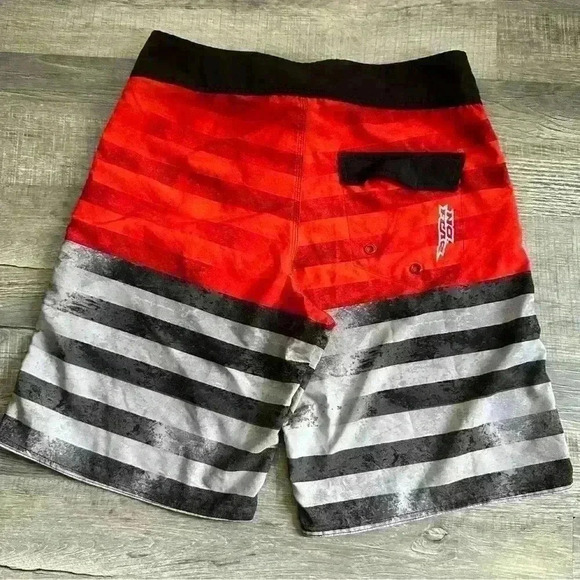 No Fear Men’s Board Short Or Swim Trunks Size 34 Red Black & White Stripe - Picture 10 of 13